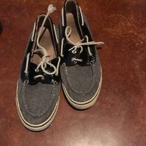 Black and white Sperrys